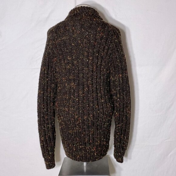 Vintage Hand Knit Brown Autumn Confetti Knit Sweater with Collar XL - Picture 3 of 10